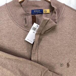 Polo Ralph Lauren 1/4 Zip Sweatshirt Mens 4XLT Brown Mock Neck Pony NWT $125
